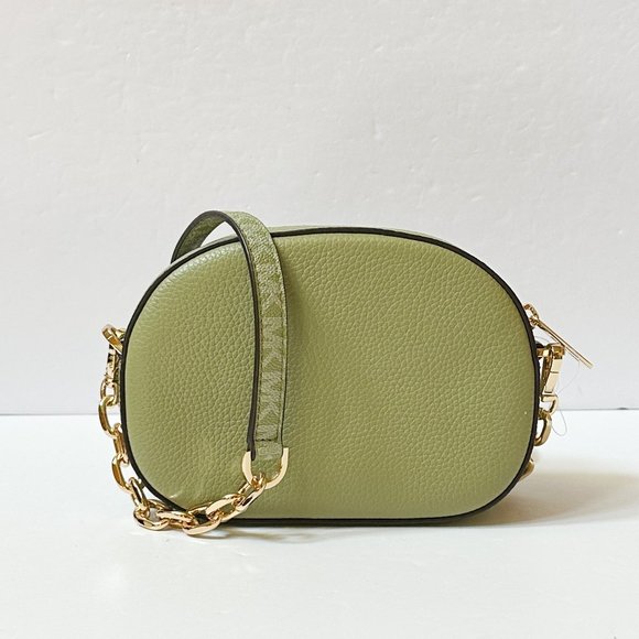 Michael Kors Jet Set Glam Small Oval Camera Crossbody Bag MK Light Sage Multi - Picture 3 of 13